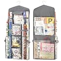 Christmas Wrapping Paper Organizer Storage, Hanging Gift Bag Storage Organizer, Double-Sided Wrapping Paper Holder Storage - Grey