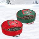 Christmas Wreath Storage Bag, 2 Pack 24" Xmas Wreath Storage Container, Garland Holiday Artificial Wreath Storage Holder with Heavy Duty Handles