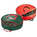 Christmas Wreath Storage Bag 24 Inch - 2 Pack Christmas Wreath Garland Storage Container with Dual Zipper & Handles, Wreath Storage Organizer Box Protect Xmas Ornaments Party Decorations