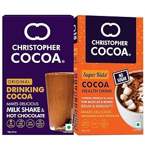 christopher cocoa chocolate cocoa powder - dark no sugar combo 200g