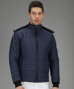 christy world men solid quilted jacket