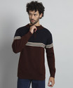 Christy World Men Colorblock Round Neck Brown Sweater