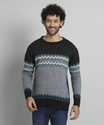 Christy World Men Colorblock Round Neck Grey Sweater