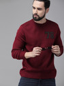 Christy World Men Colorblock Round Neck Maroon Sweater