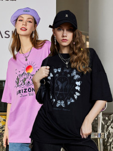 christy world printed women round neck multicolor t-shirt