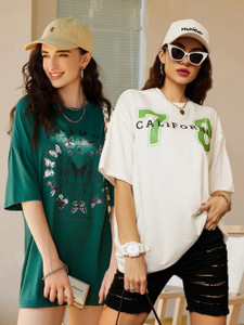 christy world printed women round neck multicolor t-shirt