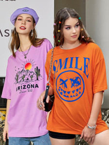 christy world printed women round neck multicolor t-shirt