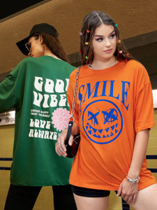 christy world printed women round neck multicolor t-shirt