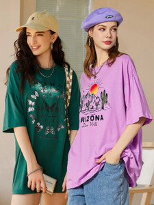 christy world printed women round neck multicolor t-shirt