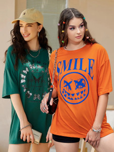 christy world printed women round neck multicolor t-shirt