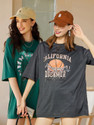 Christy World Printed Women Round Neck Green, Grey T-Shirt