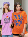 Christy World Printed Women Round Neck Multicolor T-Shirt