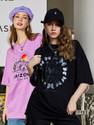 Christy World Printed Women Round Neck Purple, Black T-Shirt