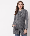 Christy World Women Self Design Collared Neck Grey Sweater