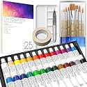 CHROMATEK Watercolor Paint Set - 62 Piece Kit for Adults, Beginner &amp; Professional Artists - 26 Tubes (12ml), 25 Pages Sketch Pad, 8 Painting Brushes, Aquapen, Palette, Masking Tape - Art Supplies