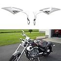 Chrome 8mm/10mm Motorcycle Blade Steady CNC Aluminum Rearview Side Mirrors Compatible with Cruiser Chopper Street Bike Scooter Dirt Bike