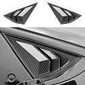 Chrome Carbon Fiber Style Car Rear Side Louvers Window Trim Panel for Ford Mustang Mach-E 2021 2022 2023 2024 2025 2026 Auto Exterior Accessories Back Door Blinds Decorations Protection Cover