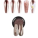 Chrome Nail Powder Kit, Metallic Chrome Powder, Mirror Effect Iridescent Powders Nail Chrome Powder Pigment for Nail Art Decoration Manicure Pedicure Use(0.5g/Jar) (Rose Gold)