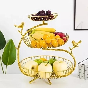 chromix 3 tier fruit amp vegetables organizer for home amp kitchen  multipurpose metal iron fruits and vegetables basket  modern multi-use fruits amp vegetable rack organizers 3 tier fruit vegertable