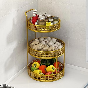 chromix 3 tier fruit amp vegetables organizer for home amp kitchen  multipurpose metal iron fruits and vegetables basket  modern multi-use fruits amp vegetable rack organizers 3-tier fruit organizer