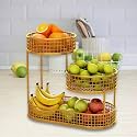 CHROMIX 3 Tier Fruit &amp; Vegetables Organizer for Home &amp; Kitchen | Multipurpose Metal Iron Fruits and Vegetables Basket | Modern Multi-use Fruits &amp; Vegetable Rack Organizers (Golden)