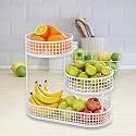 CHROMIX 3-Tier Fruit and Vegetable Organizer – Multipurpose Metal Storage Basket for Home &amp; Kitchen – Modern Fruits and Vegetables Rack for Countertop and Pantry Organization-(White)