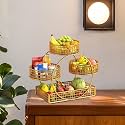 CHROMIX 4 TIER Fruit &amp; Vegetables Floor Mount Tiered Shelf Organizer For Home &amp; Kitchen,Multipurpose Metal Iron Basket,Modern Multi-Use Fruits &amp; Vegetable Rack Organizers (4 TIER Golden Basket)