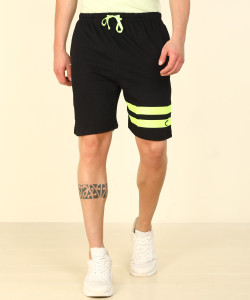 chromozome solid men black regular shorts
