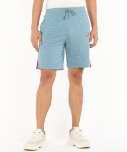 chromozome solid men blue sports shorts