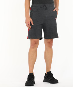 chromozome solid men dark grey sports shorts
