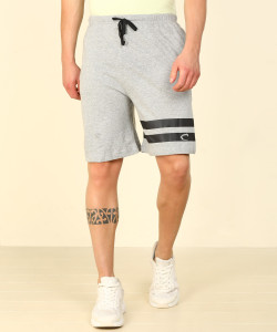 chromozome solid men grey regular shorts