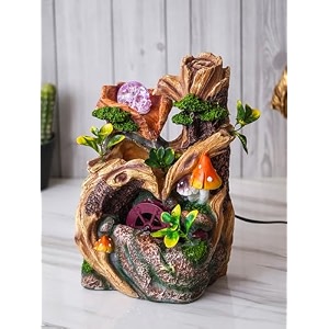chronikle polyresin adorable tabletop indoor 2 steps water fountain for home decor with multicolor led speed controller pump amp crystal ball size 205 x 17 x 36 cm  color multiweight 1660 gram