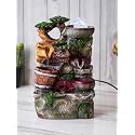 CHRONIKLE Polyresin Designer Tabletop Indoor 3 Steps Water Fountain for Home Decor with Multicolor LED, Speed Controller Pump &amp; Crystal Ball (Size: 23 x 18 x 36 CM | Color: Multi|Weight: 1600 Gram)