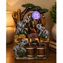 CHRONIKLE Polyresin Elephant Design Tabletop 3 Steps Water Fountain for Home Decor with Multicolor LED, Speed Controller Pump &amp; Crystal Ball (Size: 23.5 x 18 x 35 CM |Color: Multi | Weight: 1840 Gram)