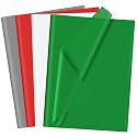 CHRORINE 60 Sheets Christmas Tissue Paper Multicolor Art Gift Wrapping Tissue Paper Bulk for DIY Crafts Decor Christmas Holiday Party （ Red/Green/White/Gray）