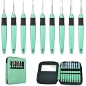 Chuangdi 9 Pcs Lighted Crochet Hooks with Case, LED Knitting,Green