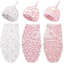 Chuarry 3 Pack Preemie Swaddle Blanket with Hat Set Preemie Hats Baby Receiving Blanket Swaddle Wrap for Newborn(Cute Style)