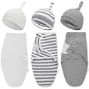 Chuarry 3 Pack Preemie Swaddle Blanket with Hat Set, Classic Style