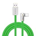 chubbycable FlexElbow 90 Degree 120W Fast Charging Cable Right Angle USB C Cable Silicone Charging Cord Compatible with iPhone 17-15 Series iPad, Green, USB-A to Type-C, 0.32FT