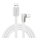 chubbycable 120W Charging Cable 90° USB C to C Cable, White, 4.9FT