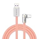 chubbycable FlexElbow 90 Degree 120W Fast Charging Cable Right Angle USB C Cable Silicone Charging Cord Compatible with iPhone 17-15 Series iPad, Pink, USB-A to Type-C, 0.32FT