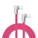 chubbycable FlexElbow 90 Degree 240W Fast Charging Cable Right Angle USB C Cable Silicone Charging Cord Compatible with iPhone 17-15 Series iPad, Rose Red, Double Elbow Type C to Type C, 0.32FT