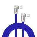 chubbycable FlexElbow 90 Degree 240W Fast Charging Cable Right Angle USB C Cable Silicone Charging Cord Compatible with iPhone 17-15 Series iPad, Dark Blue, Double Elbow Type C to Type C, 0.32FT
