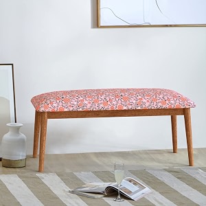 chumbak jodhpur bench - earthy florals 2 seater bench sheesham wood peach