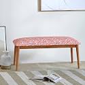 Chumbak Jodhpur Bench - Earthy Florals (2 Seater Bench, Sheesham Wood, Peach)