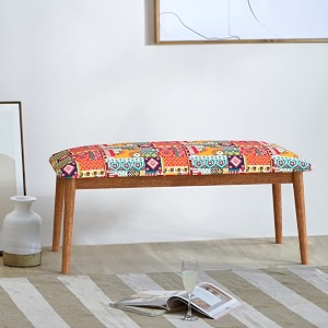 chumbak jodhpur bench - floral swirls 2 seater bench sheesham wood red