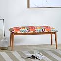 Chumbak Jodhpur Bench - Floral Swirls (2 Seater Bench, Sheesham Wood, Red)