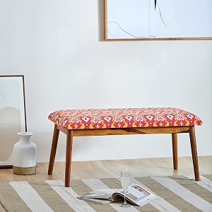 chumbak jodhpur bench - red ikkat 2 seater bench sheesham wood red