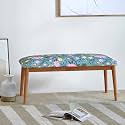 Chumbak Jodhpur Bench - Spring Bloom (2 Seater Bench, Sheesham Wood, Teal)