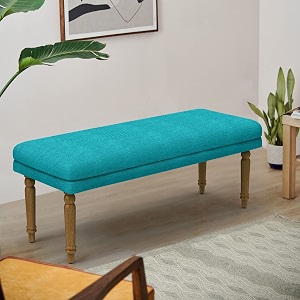chumbak nawaab bench - maldivian teal 3 seater bench sheesham wood teal
